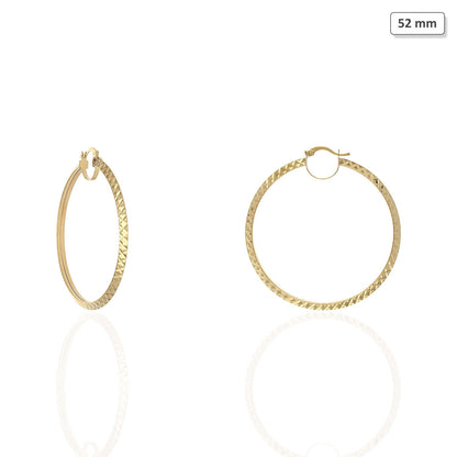 14K Yellow Gold Sparkly Faceted Diamond Cut Triangle Tube Hoop Earrings 31-52 mm