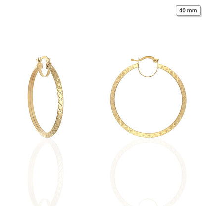 14K Yellow Gold Sparkly Faceted Diamond Cut Triangle Tube Hoop Earrings 31-52 mm
