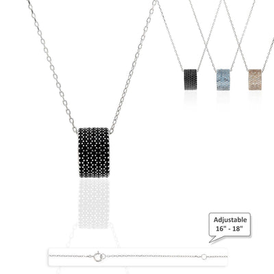 Sterling Silver Aquamarine Citrine Onyx Pave Rondelle Pendant with 16-18" Adjustable Chain