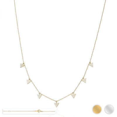 14K Yellow White Gold Over Sterling Silver CZ Triangle Cable Necklace 18"