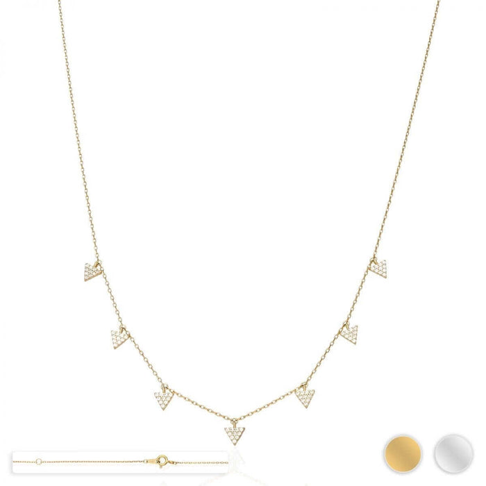 14K Yellow White Gold Over Sterling Silver CZ Triangle Cable Necklace 18"