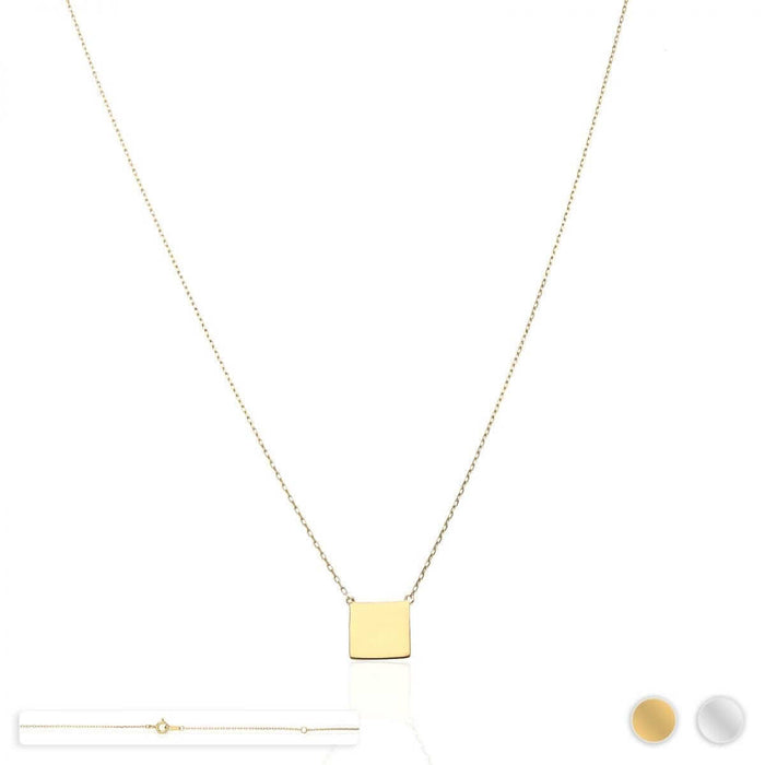 14K Yellow White Gold Over Sterling Silver Square Cable Necklace 18"