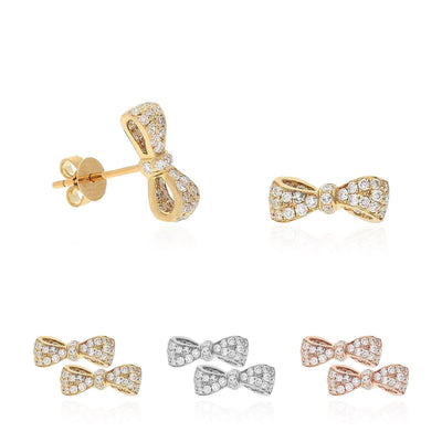 0.55CTW Lab-Grown Diamond 18K Yellow Rose White Gold Bow Stud Earrings
