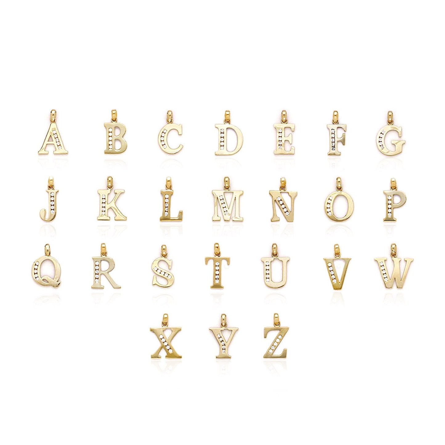 14K Yellow Gold 0.20CTW CZ Initial A-Z Charm Pendant