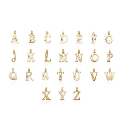 14K Yellow Gold 0.20CTW CZ Initial A-Z Pendant