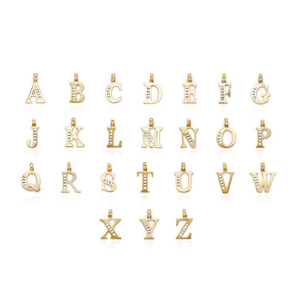 14K Yellow Gold 0.20CTW CZ Initial A-Z Charm Pendant