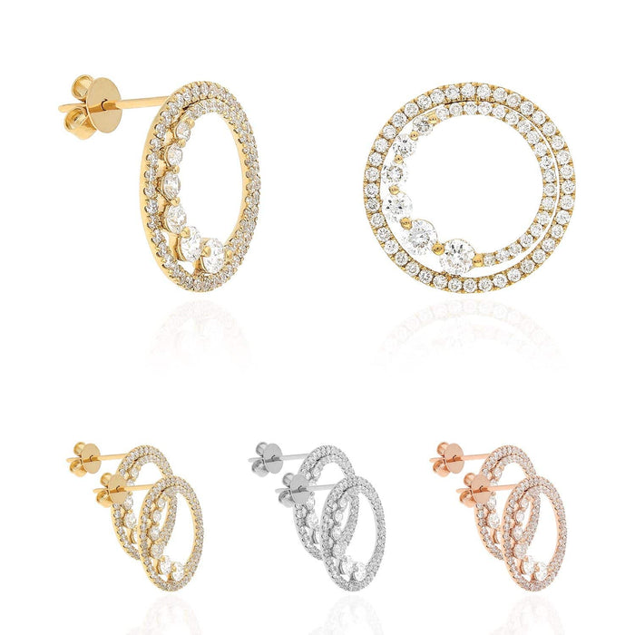 1.34CTW Lab-Grown Diamond 18K Gold Eternity Circle Of Life Earrings