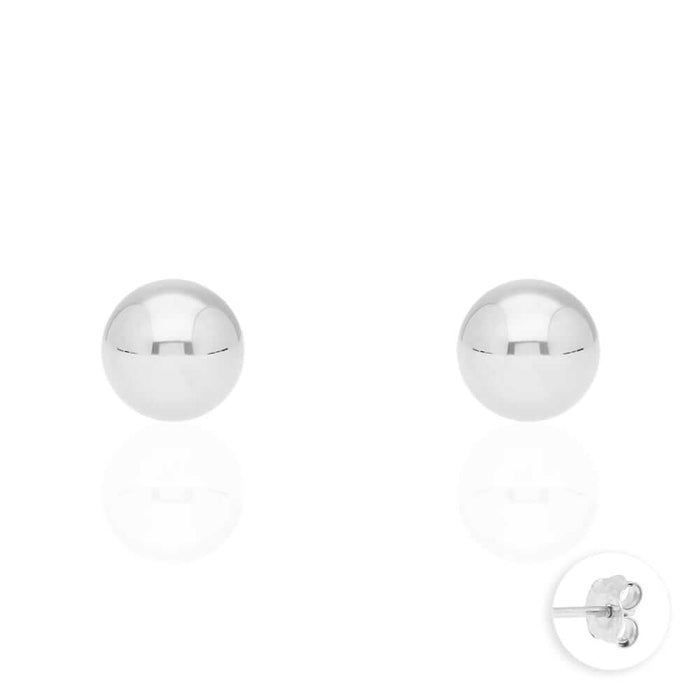 14k White Gold Ball Push Back Stud Earrings 3mm-10mm
