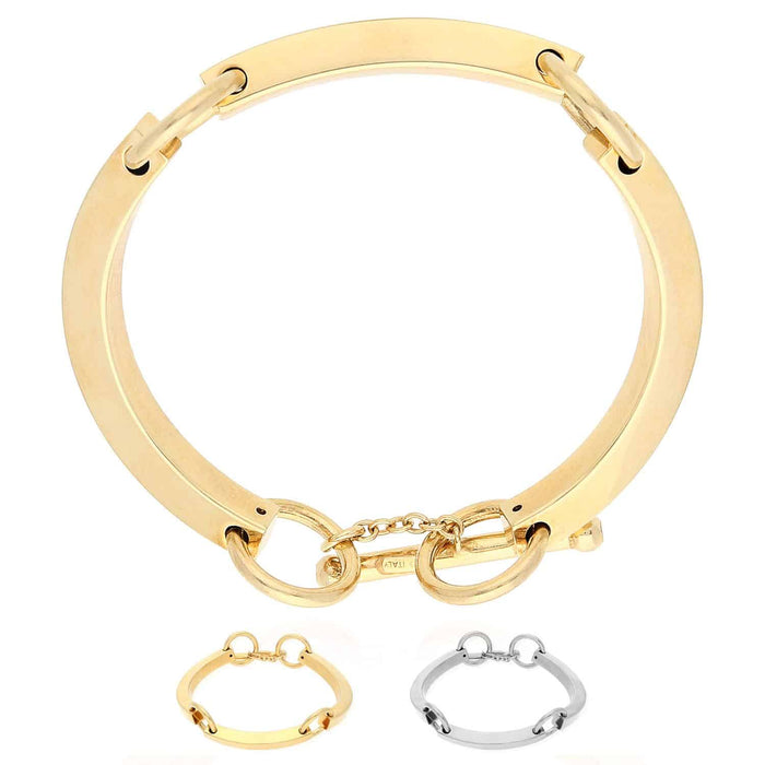 Yellow White Gold Over Sterling Silver Bar Toggle Bracelet (Solid Links) 7"