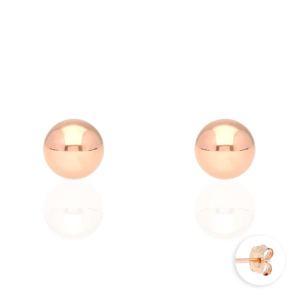 14k Rose Gold Ball Push Back Stud Earrings 3mm-10mm