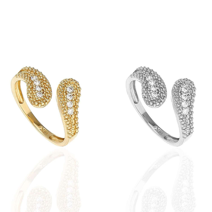 14K Gold 0.15CTW CZ Adjustable Knuckle Midi Ring