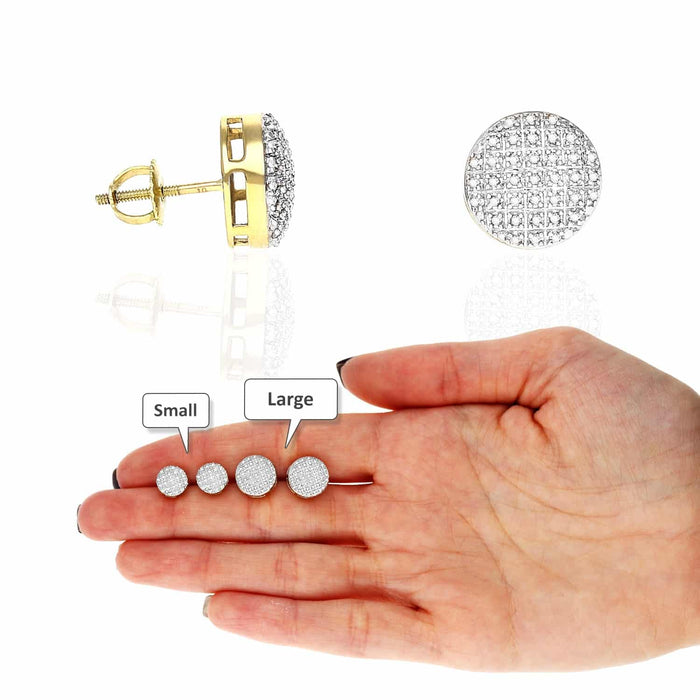 10K Yellow Gold Micro Pave Natural Diamond Stud Earrings 0.20Ct-0.30Ct