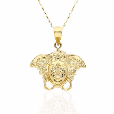 10K Yellow Gold Medusa Head Pendant