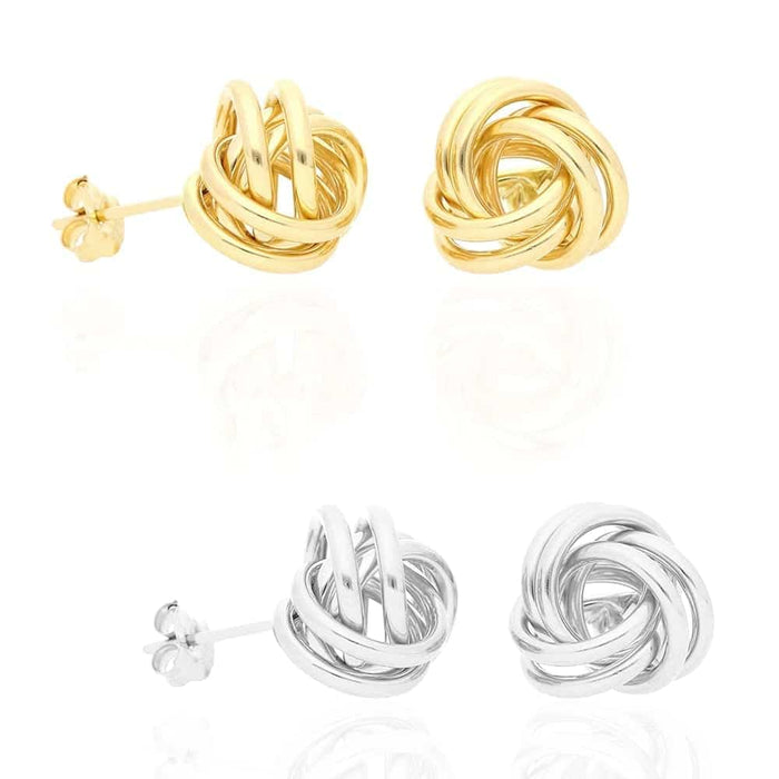 14k Yellow Gold White Gold 10mm Love Knot Push Back Stud Earrings