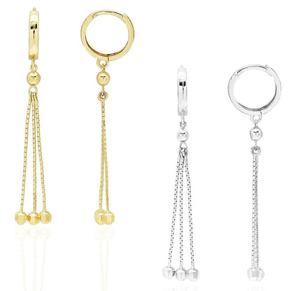 14k Yellow Gold White Gold Triple  Huggie Hoop Hinged Snapback Earrings