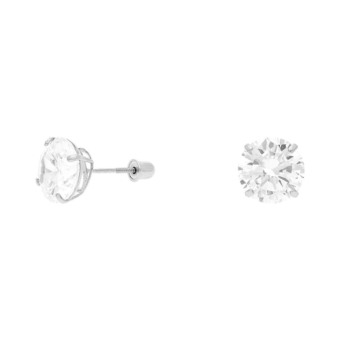 14k White Gold CZ Stud Screw Back Earrings 0.10Ct-4Ct