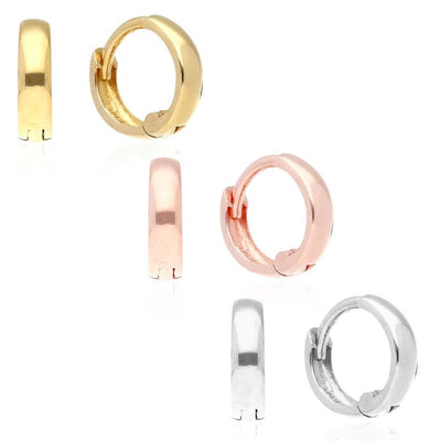 14k Gold Hoop Earrings 12mm Yellow Gold, Rose Gold & White Gold
