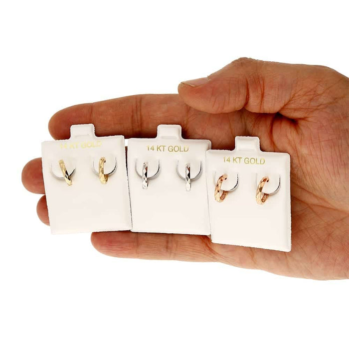 14k Gold Hoop Earrings 12mm Hinged Snapback Yellow Gold, Rose Gold & White Gold