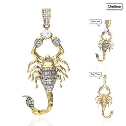 10K Yellow Gold CZ Pave Scorpio Charm Pendant 2"-3"