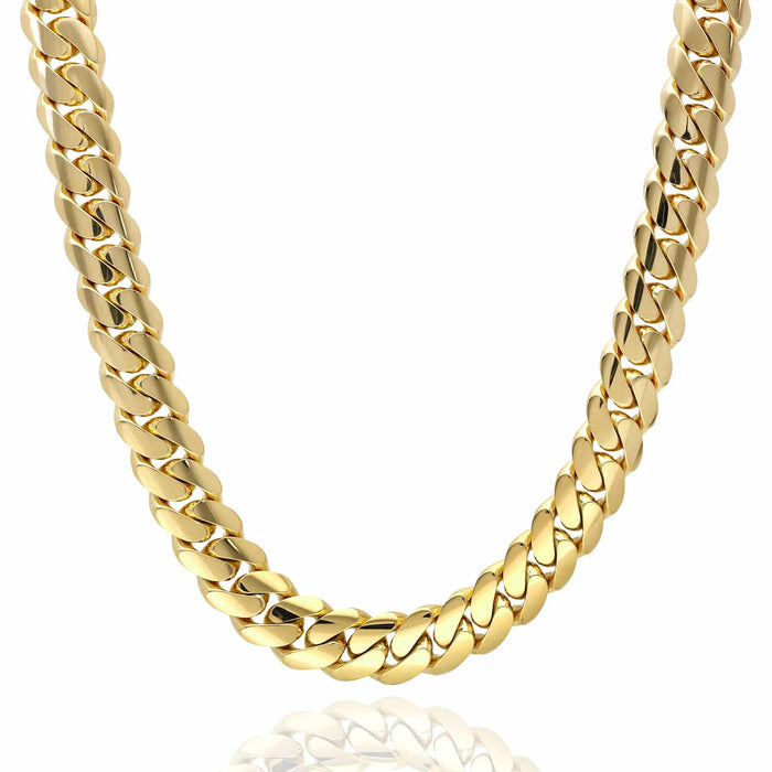 10K Yellow Gold 11mm Miami Cuban Chain (Solid Links) 18" - 28" - WJD Exclusives