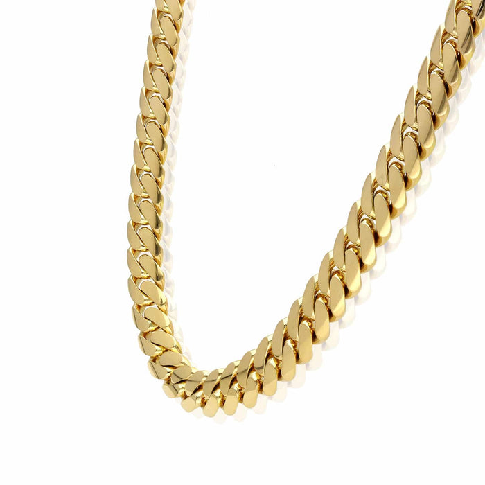 14K Yellow Gold 11mm Miami Cuban Chain (Solid Links) 18" - 28" - WJD Exclusives