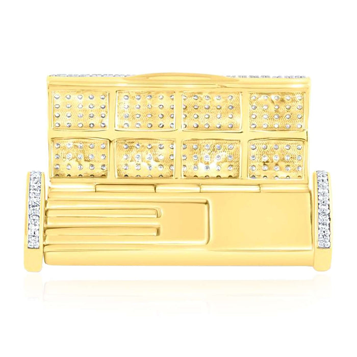 Natural Diamond 10K Yellow Gold 10 - 14mm (Solid) Lock Box Clasp For Miami Cuban Chain Bracelet - WJD Exclusives