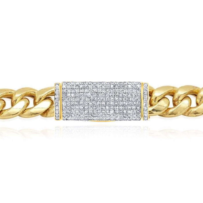 Natural Diamond 10K Yellow Gold 10 - 14mm (Solid) Lock Box Clasp For Miami Cuban Chain Bracelet - WJD Exclusives