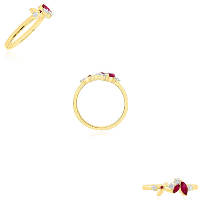 0.30CTW Natural Ruby & Diamond 14K Yellow Gold Butterfly Ring - WJD Exclusives