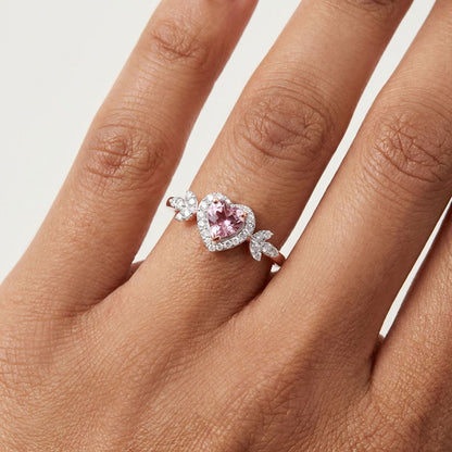 0.63CTW Natural Diamond Accent Morganite Heart 10K Rose Gold Engagement Ring