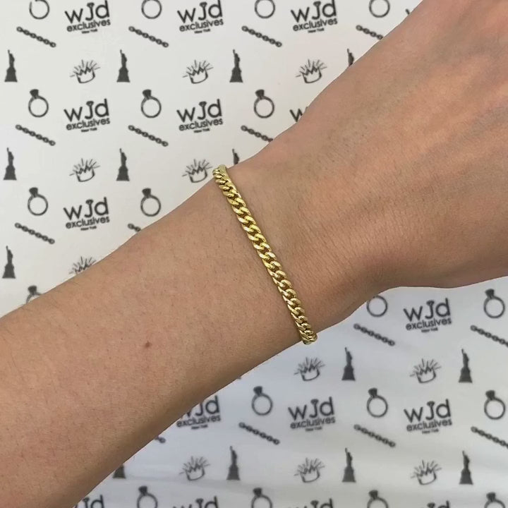 10K Yellow Gold 3.7mm Miami Cuban Bracelet (Hollow) 8" — product video