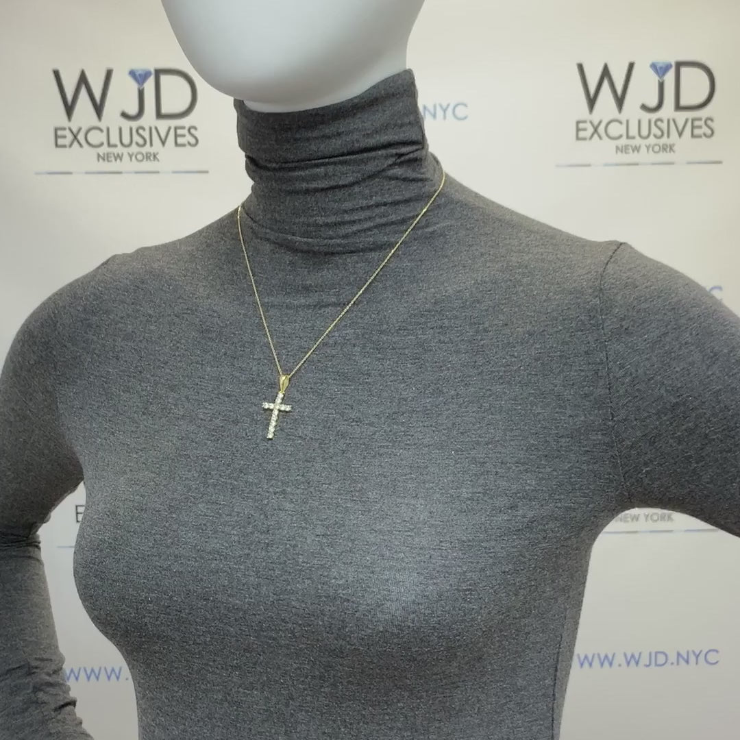 0.85 TCW CZ Yellow Gold Tone 925 Sterling Silver Cross Pendant — product video