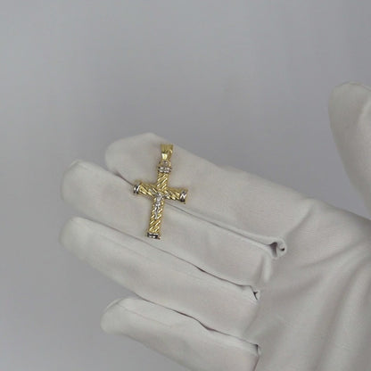 10K Yellow Gold-Filled Two-Tone Jesus Crucifix Cross Pendant 1.4"