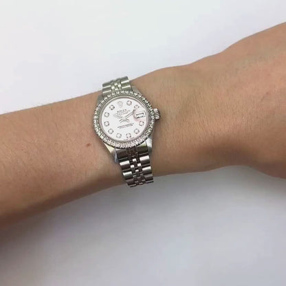 Rolex Datejust Custom Pink 69173 MOP Natural Diamond Dial Bezel Band 26mm Watch