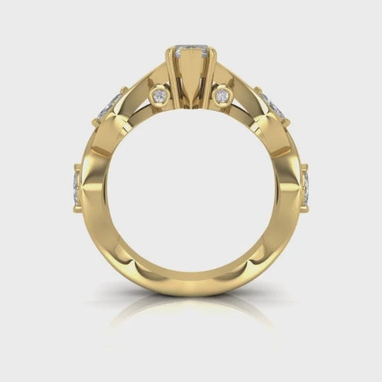1.75CTW Natural Diamond Marquise Moissanite Twisted 18K Gold Engagement Ring — product video