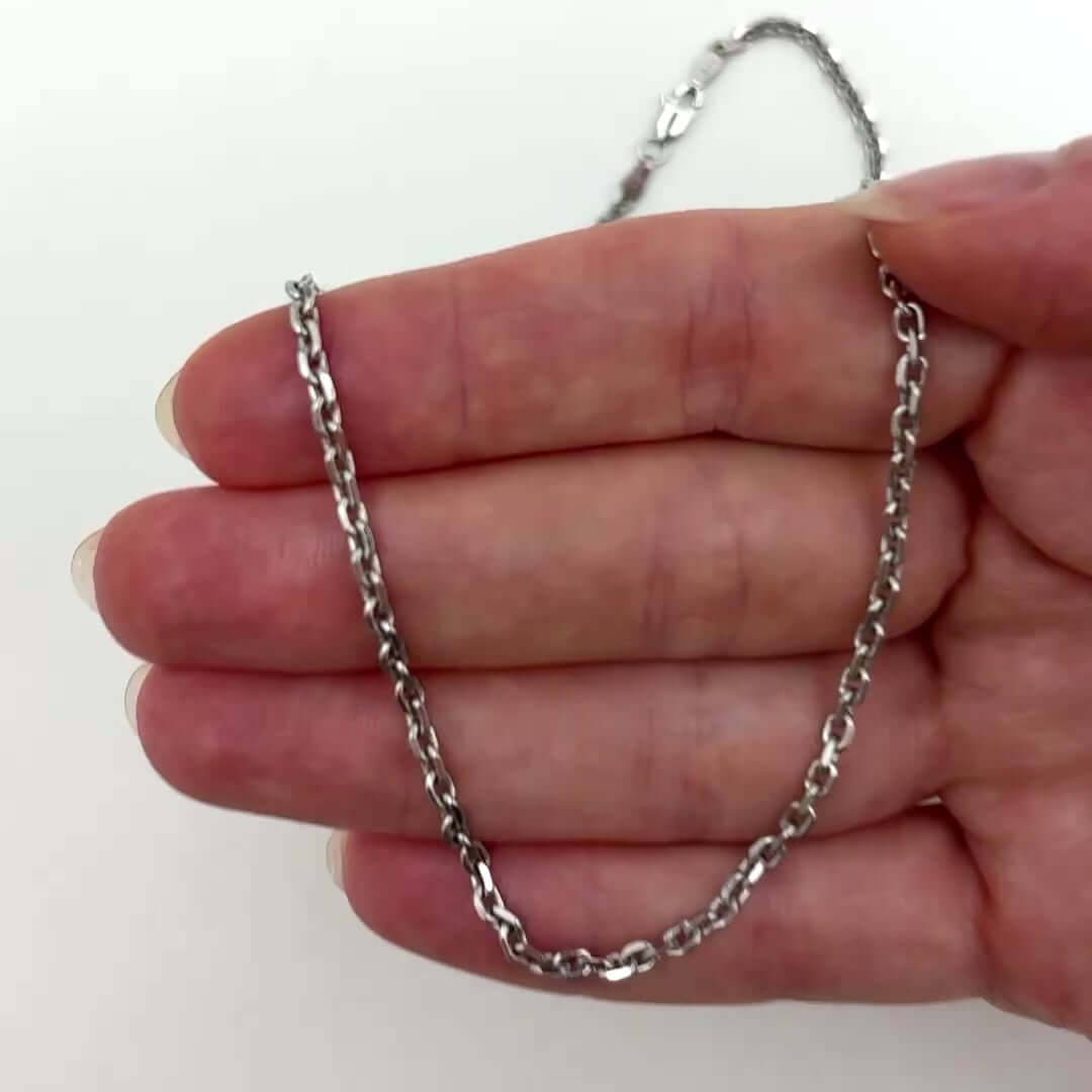 14K White Gold 2.8mm Cable Chain (Solid Links) 20"-26"