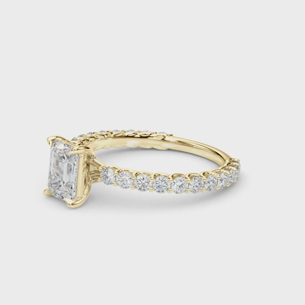 1.70CTW Lab-Grown Diamond 14K Yellow Gold Emerald-Cut Engagement Ring — product video
