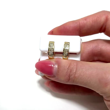 0.75CTW Lab-Grown Diamond 14K Yellow Gold 15mm Huggie Hoop Earrings