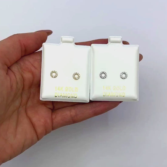 0.11CTW Natural Diamond 14K Gold Round Stud Earrings 5.5mm — product video