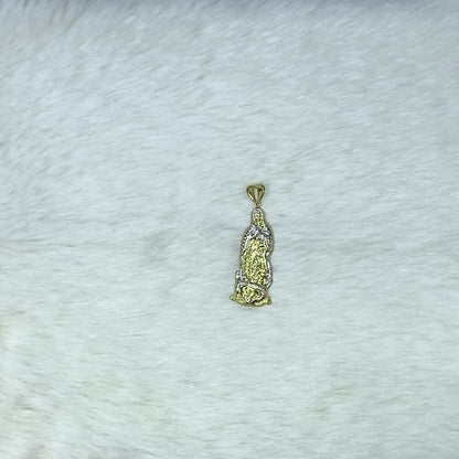 10K Yellow Gold Diamond-Cut Our Lady Of Guadalupe Virgin Mary Pendant 3" — product video