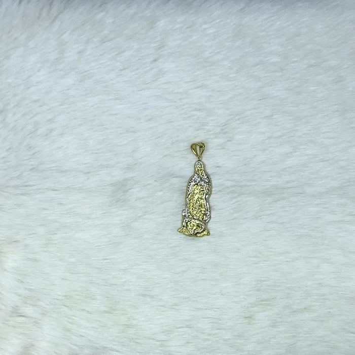 10K Yellow Gold Diamond-Cut Our Lady Of Guadalupe Virgin Mary Pendant 3" — product video