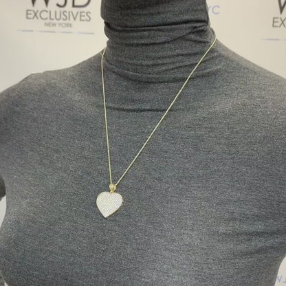 Solid 10K Yellow Gold Micro Pave CZ Heart Pendant