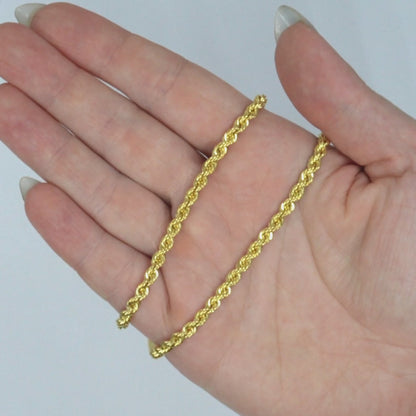 10K Yellow Gold-Filled 3.6mm Rope Chain (Hollow) 18"-24"