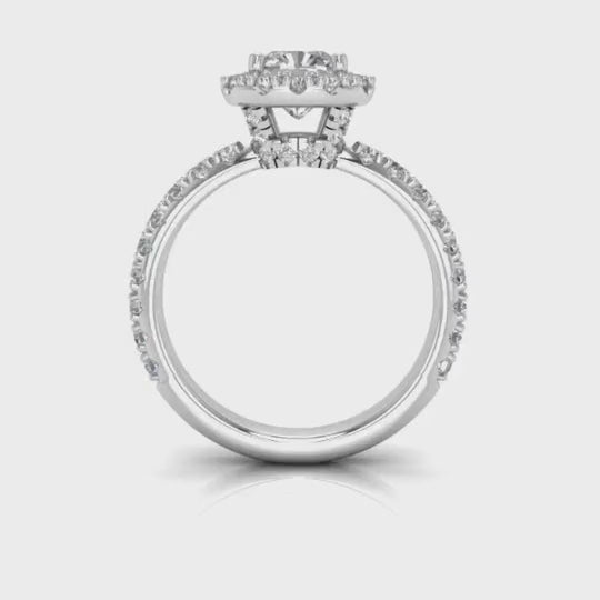 1.85CT T.W Lab-Grown Diamonds 18K White Gold Halo Engagement Ring — product video
