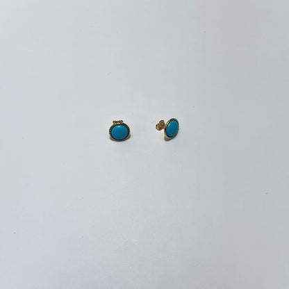 14K Yellow Gold White Gold Twisted Bezel Gemstone Push Back Stud Earrings