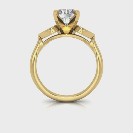 1.10CTW Natural Diamond & Moissanite 18K Gold Engagement Ring — product video