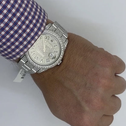 Rolex Datejust Automatic Custom Natural Diamond Full Pave 41mm Watch