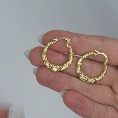10K Yellow Gold-Filled XO Puffed Hoop Earrings 27mm
