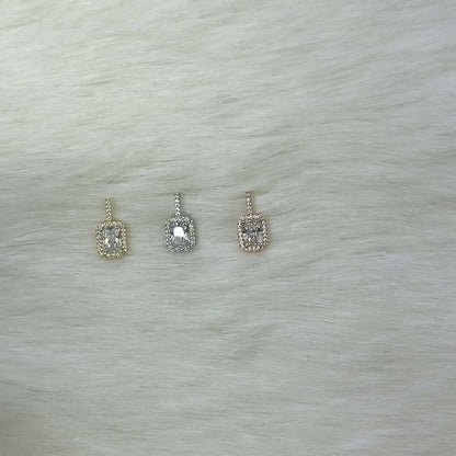 1.30CTW CZ 14K Gold Emerald-Cut Halo Pendant Necklace 18"
