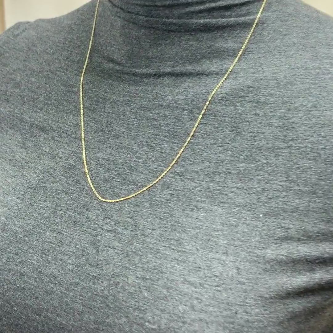 10K Yellow Gold 1mm Diamond-Cut Cable Chain (Solid Links) 16"-24" — product video