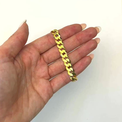 18K Yellow Gold Over Sterling Silver 8mm Cuban Bracelet (Solid Links) 7"-9"